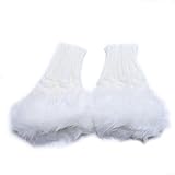 ふわモコ 短め 暖かい 指なし 手袋 ファー レディース 選べる 9色 (ホワイト, 短め)