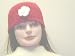 Cp121, Hand Crocheted Burgandy Chenille Gimp Tweed Skull Cap with One White Velvet Flower for Women and Teens