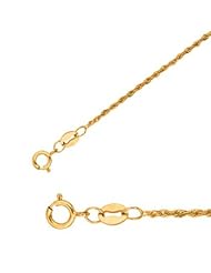 16" 10K Yellow Gold 1.0mm (0.04") Polished Diamond Cut Light Weight Sparkle Rope Chain w/ Spring Ring Clasp