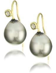 Vibes "Fairytale" 18 Karat Gold South Sea Pearl and Green Diamond Earrings
