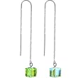 Handcrafted Sterling Silver 925 PERIDOT Austrian Crystal Box Chain Threader Earrings
