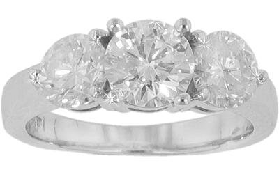 2.70 ct. TW Round Cut Diamond Three Stone Ring in 14k Size 7