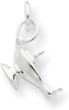 925 Sterling Silver Aladdin's Lamp Solid Charm Pendant 25mmx20mm