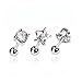 BodyJ4You Tragus Earring Stud Crystal Heart, Star and Round Stainless Steel 3PC