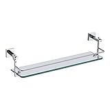 Tophome 化粧棚　ガラス棚　浴室棚 シェルフ 浴室収納　真鍮製　 ホテル バス用 化粧品収納ラック バスルーム棚　バスアクセサリー シルバー