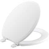 KOHLER K-4695-0 Ridgewood Molded-Wood with Color-Matched Plastic Hinges Round-front Toilet Seat, White