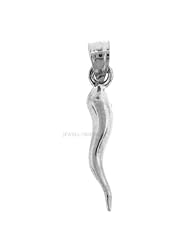 Rhodium-Plated 925 Sterling Silver Italian Horn (Solid) Pendant