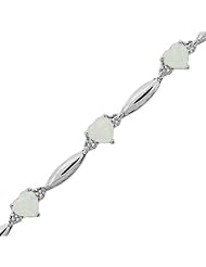 Created Opal Heart and Diamond Bracelet