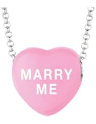 Sweethearts Enamel "Marry me" Heart on 16" Necklace Pendant with Gift Box