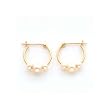 14k Triple Pearl Bead Hoop Earrings