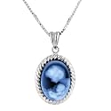 Sterling Silver Oval Agate Cameo Pendant