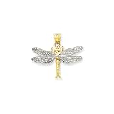 14k Two-tone Dragonfly Pendant