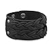 Mens Double Braided Black Leather Bracelet title=