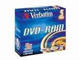 Electronics : Verbatim 43529 Blank DVD-RAM 5x 4.7GB Jewel case 5 pack