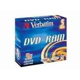 Verbatim 43529 Blank DVD-RAM 5x 4.7GB Jewel case 5 pack