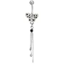 Star Tasseled Red Crystal Butterfly January Belly Navel Ring Body Jewelry
