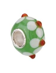 Green Flower Glass Charm for 3mm Charm Bracelets