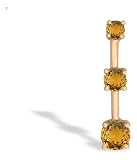14K Yellow Gold Genuine Round Citrine 3-Stone Pendant