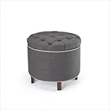 Amelia Tufted Storage Ottoman in Grey