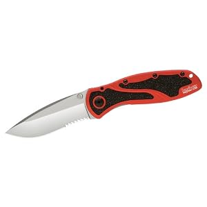 Kershaw Ken Onion Red Blur Serrated Folding Knife with Speed Safe