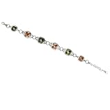 Green & Champagne Colored Stones Sterling Silver Bracelet