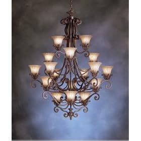 Kichler 1860CZ Cottage Grove 18 Light Large Foyer Chandelier in Carre Bronze with Mocha... by Kichler
