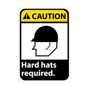 CGA28R - Caution Hard Hats Required 10" X 7" .050" Rigid Plastic