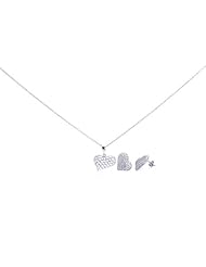 Nickel Free Sterling Silver Pendant & Earring Sets CZ Covered Heart Set Pendant Dimensions: L19mm X W17.4mm Weight: 2.1Grams Earrings Dimensions: L16.mm X W12.8mm Weight:3.2Grams