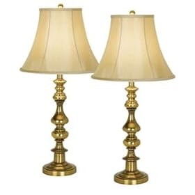 Set of Two Bakarat Brass Candlestick Table Lamps