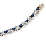 Blue Sapphire & Diamond Accent 18k Gold over Sterling Silver Bracelet 7 1/4