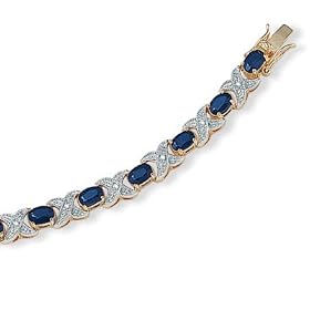 Blue Sapphire and Diamond Accent 18k Gold over Sterling Silver Bracelet 7 1 4 by Palm Beach Jewelry