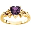 14K Yellow Gold Amethyst Heart Ring