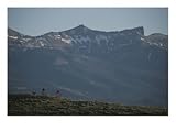 Brice Caldes and Aaron Brown bike below Carter Mountain, Photographic Print by Bobby Model, 40x30