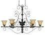 SummerhillPot Rack Chandelier With Uplights SU644KG By Quoizel