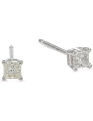 10k White Gold Princess-Cut Diamond Studs (1/8 cttw, J-K Color, I2-I3 Clarity)