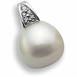 14kt White Gold White South Sea Cultured Pearl and Diamond Pendant