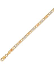 14K Solid 3 Tri Color Gold Valentino Chain Bracelet 4.3mm (5/32 in.) - 8 in.