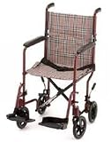 Transport Chairs - Fixed, Full-Length Padded Arms, Red frame with red plaid upholstery, 19