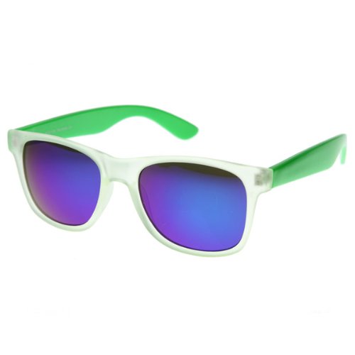 Two Tone Frosted Wayfarer Style Neon Color Sunglasses
