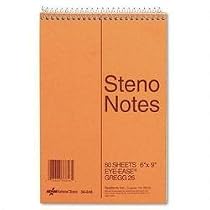 Wirebound Steno Book, Gregg Ruled, 6"x9", 60 Sheets, Eye-Ease Green Paper RED36646