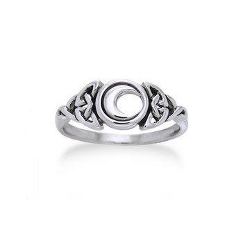 Sterling Silver Celtic Trinity Knot and Crescent Moon Ring Size 9(Sizes 4,5,6,7,8,9,10)