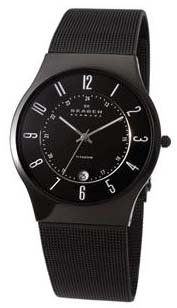 Skagen #233XLTMB Men's Black IP Titanium Mesh Band Watch