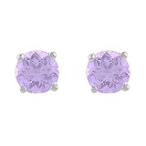 Sterling Silver Genuine Amethyst 4mm Round Stud Earring