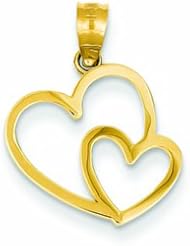 Genuine 14K Yellow Gold Double Heart Charm 0 .6 Gram Of Gold