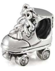Genuine Ohm Beads (TM) Product. 925 Sterling Silver Roller Derby Skate European Bead Charm. 100% Satisfaction Guaranteed.