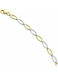 Leslies 14k Two Tone Diamond-Cut Link Charm Bracelet