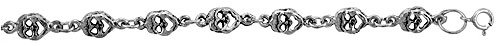 Sterling Silver Skull Charm Bracelet