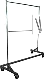 Extended Height Double Rail Rolling Z Rack Garment Rack with Black Base