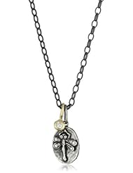 Erica Molinari "Renaissance" Sterling Silver Baby Dragonfly with Cross and 14k Diamond Dot Necklace