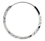 Sterling Silver Diamond Cut Hoop Earrings, 3/4 Diameter
